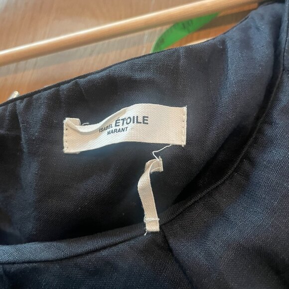 ISABEL MARANT ETOILE BLACK RUFFLE ONE SHOULDER LINEN TOP - ALTERED 40 - Picture 6 of 10